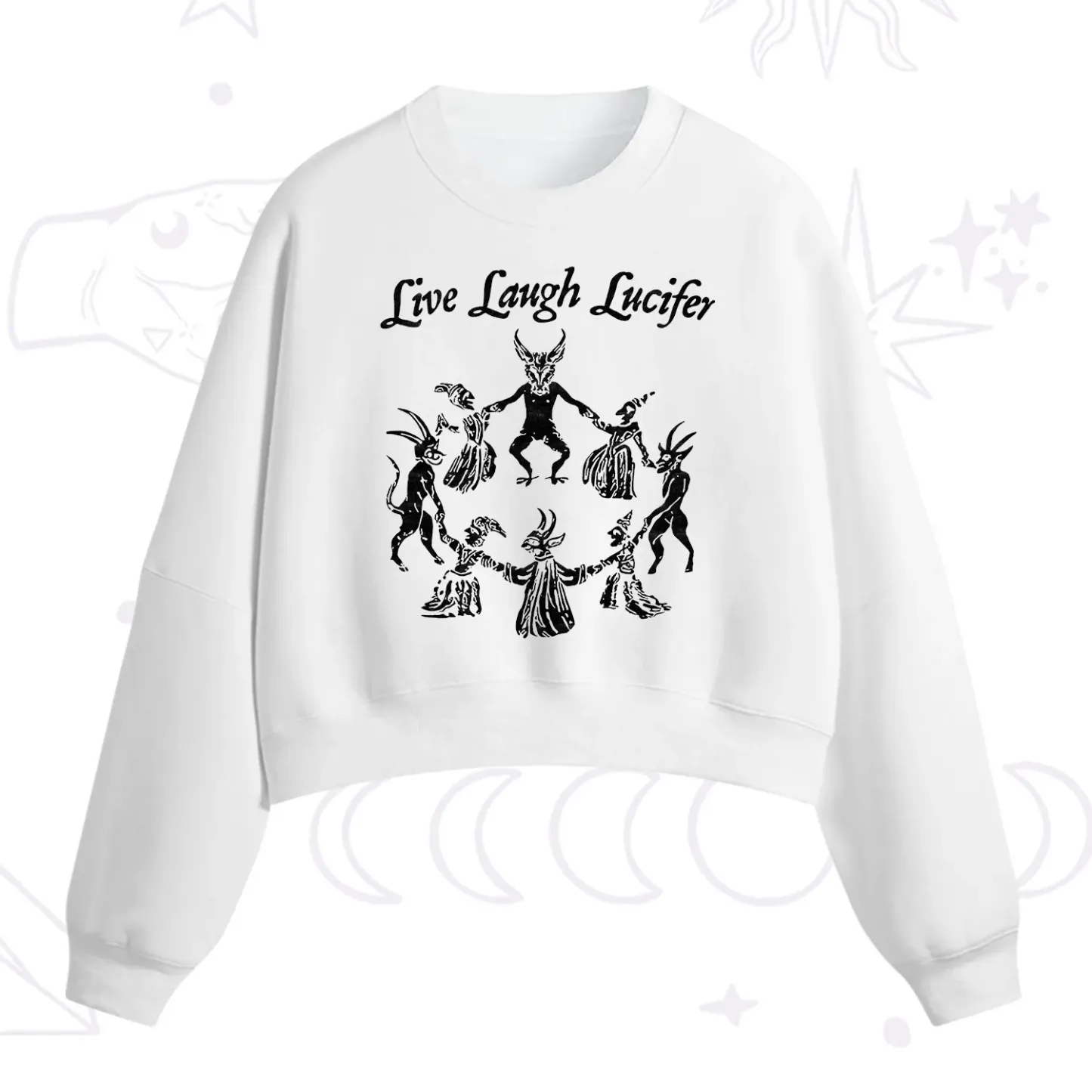 Purplehecate Live Laugh Lucifer Fleece Cropped Sweatshirt