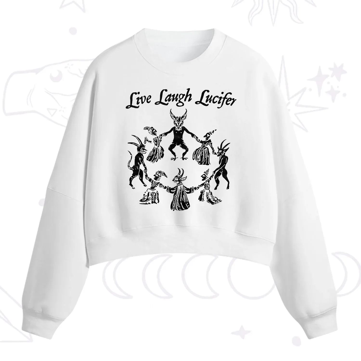 Purplehecate Live Laugh Lucifer Fleece Cropped Sweatshirt