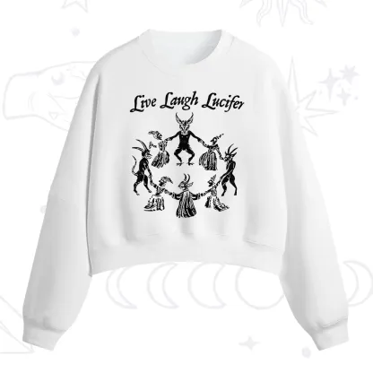 Purplehecate Live Laugh Lucifer Fleece Cropped Sweatshirt