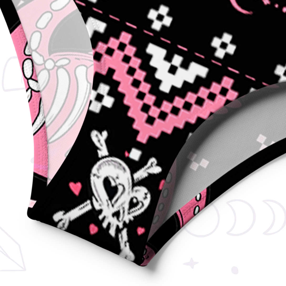 Purplehecate Witchy Pink Flamingo Skull One-Shoulder One-Piece Swimsuit