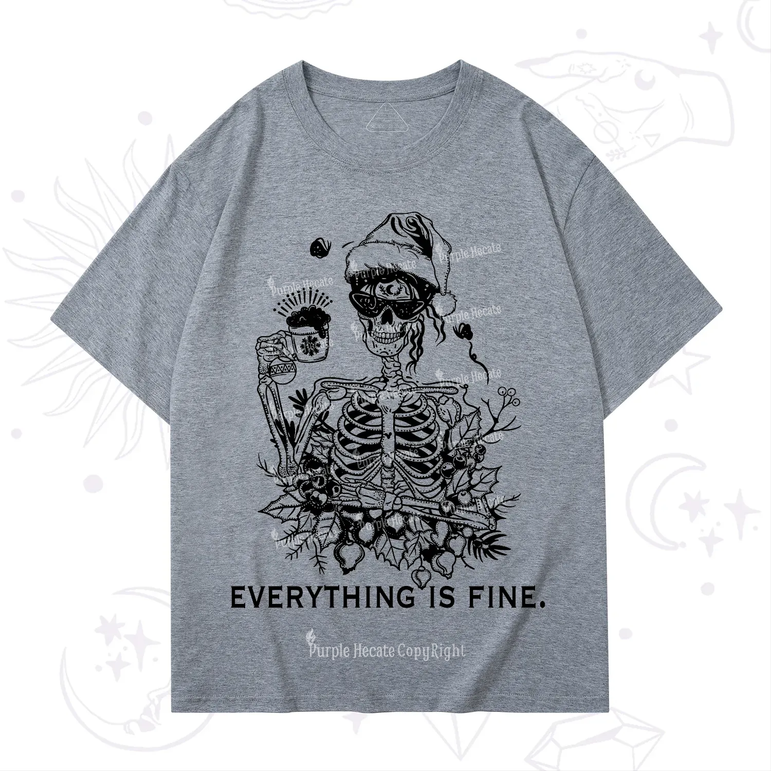 Purplehecate Everything Is Fine Christmas T-Shirt