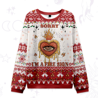 Purplehecate Sorry I'm A Fire Sign Ugly Christmas Sweatshirts
