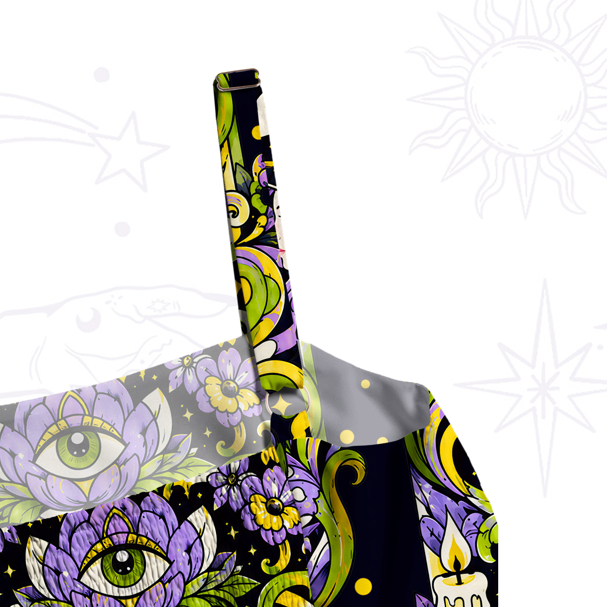 Purplehecate Black Cat Brewing Potion Wide Straps Maxi Dress