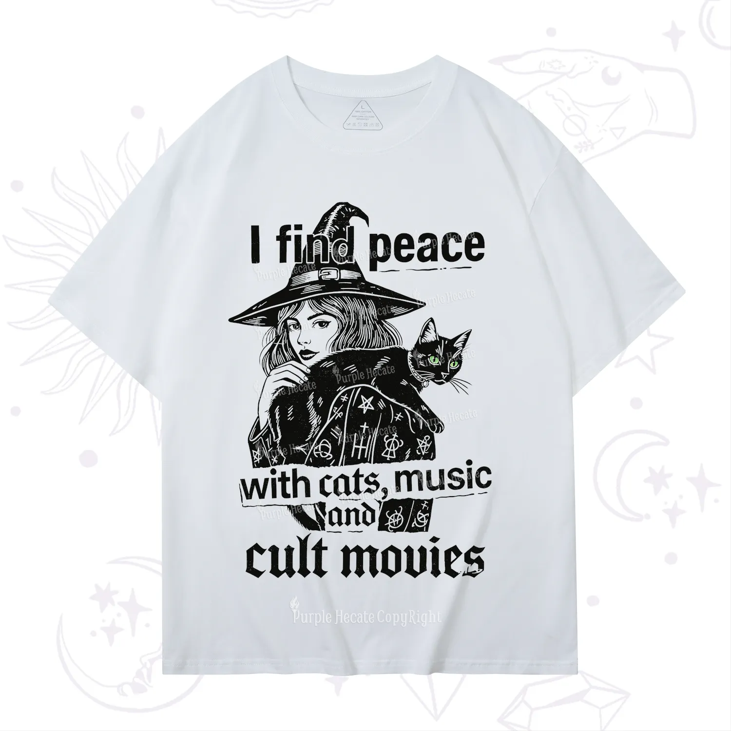 Purplehecate I Find Peace With Cats Music Cult Movies T-Shirt