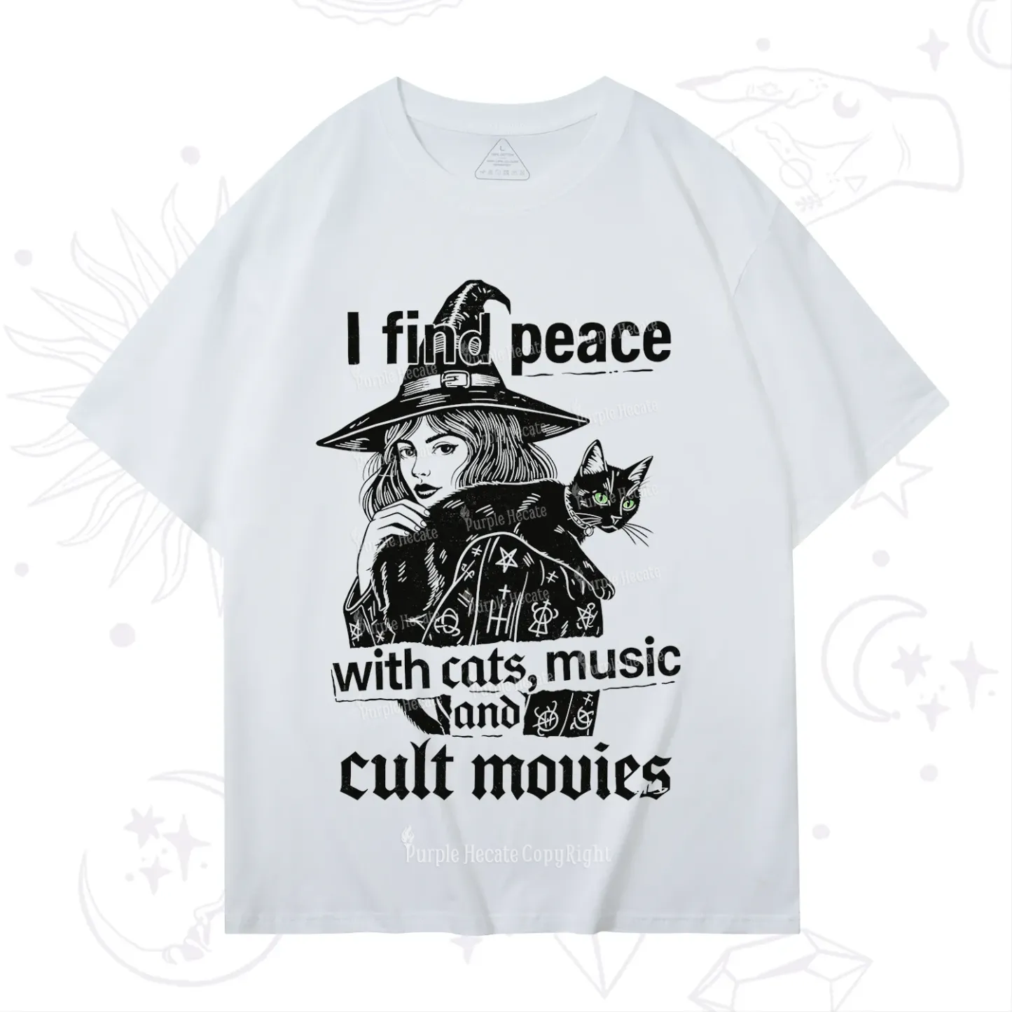 Purplehecate I Find Peace With Cats Music Cult Movies T-Shirt