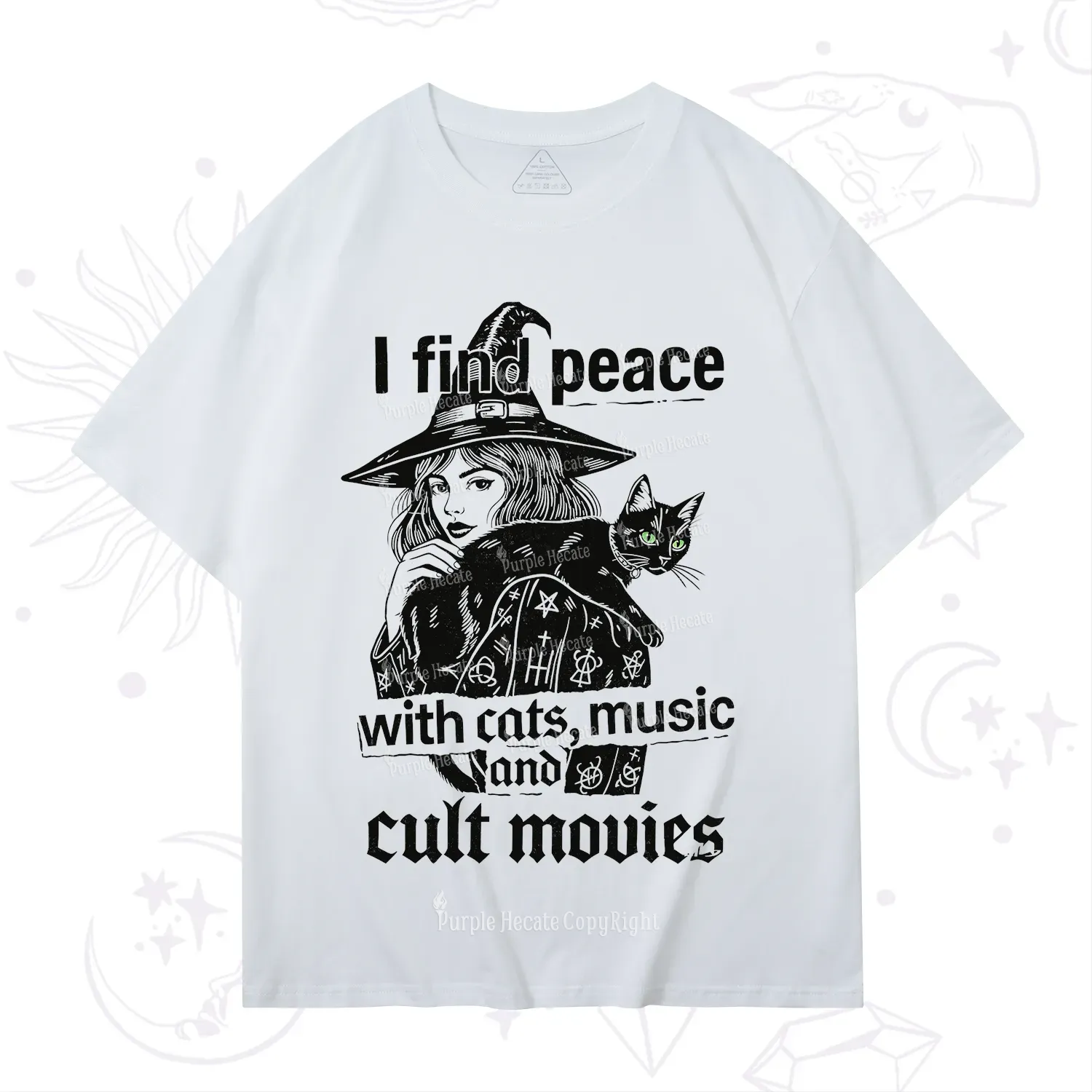 Purplehecate I Find Peace With Cats Music Cult Movies T-Shirt