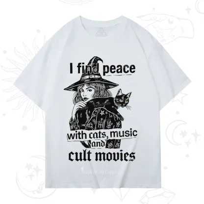 Purplehecate I Find Peace With Cats Music Cult Movies T-Shirt