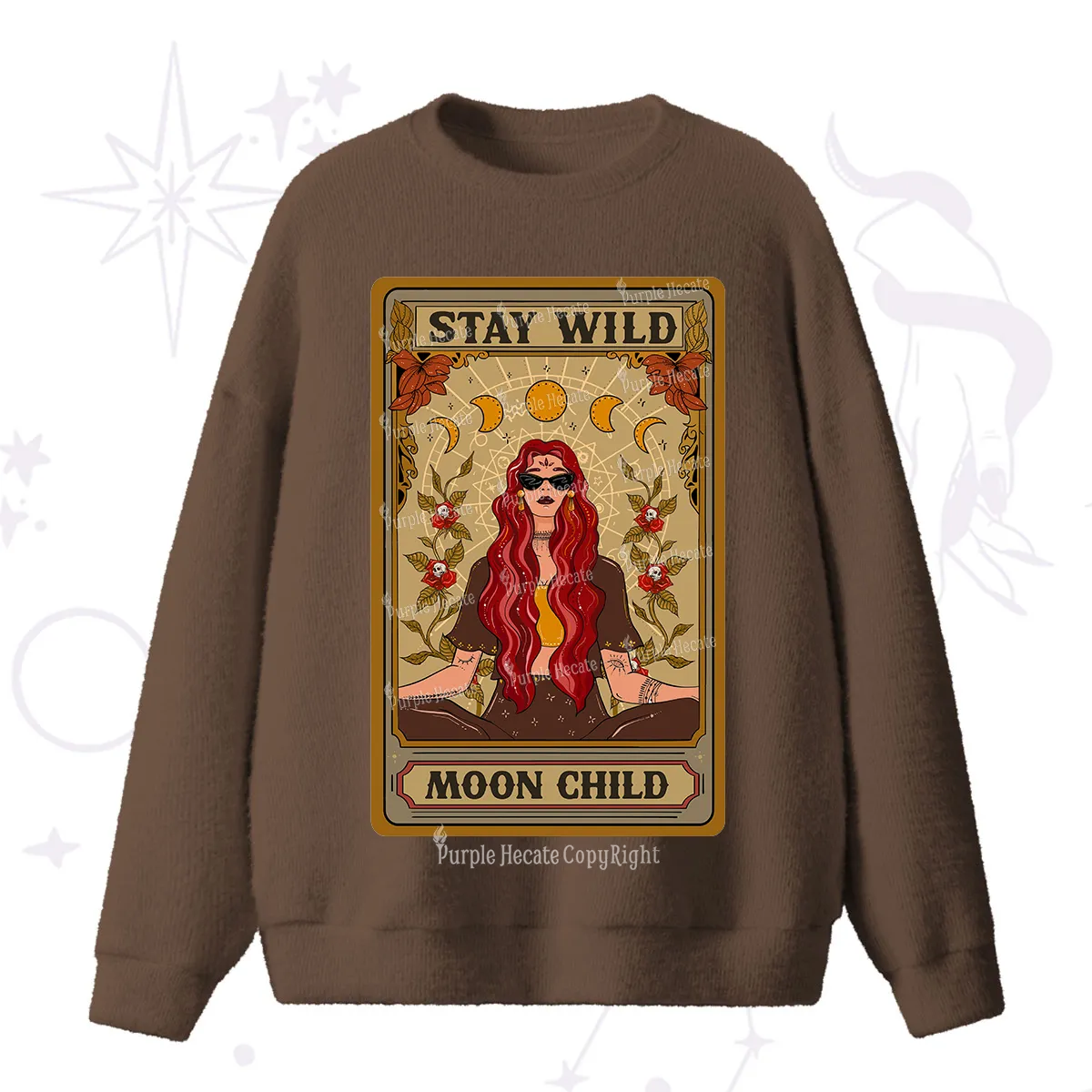 Purplehecate The Stay Wild Moon Child Oracle Card Fuzzy Ugly Sweater