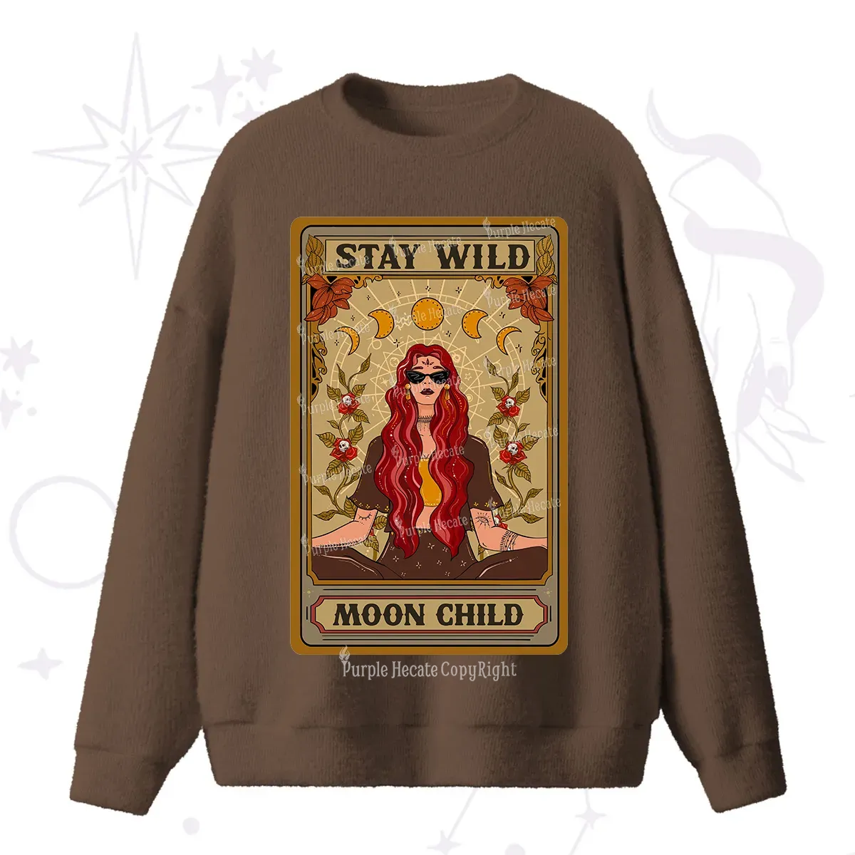 Purplehecate The Stay Wild Moon Child Oracle Card Fuzzy Ugly Sweater