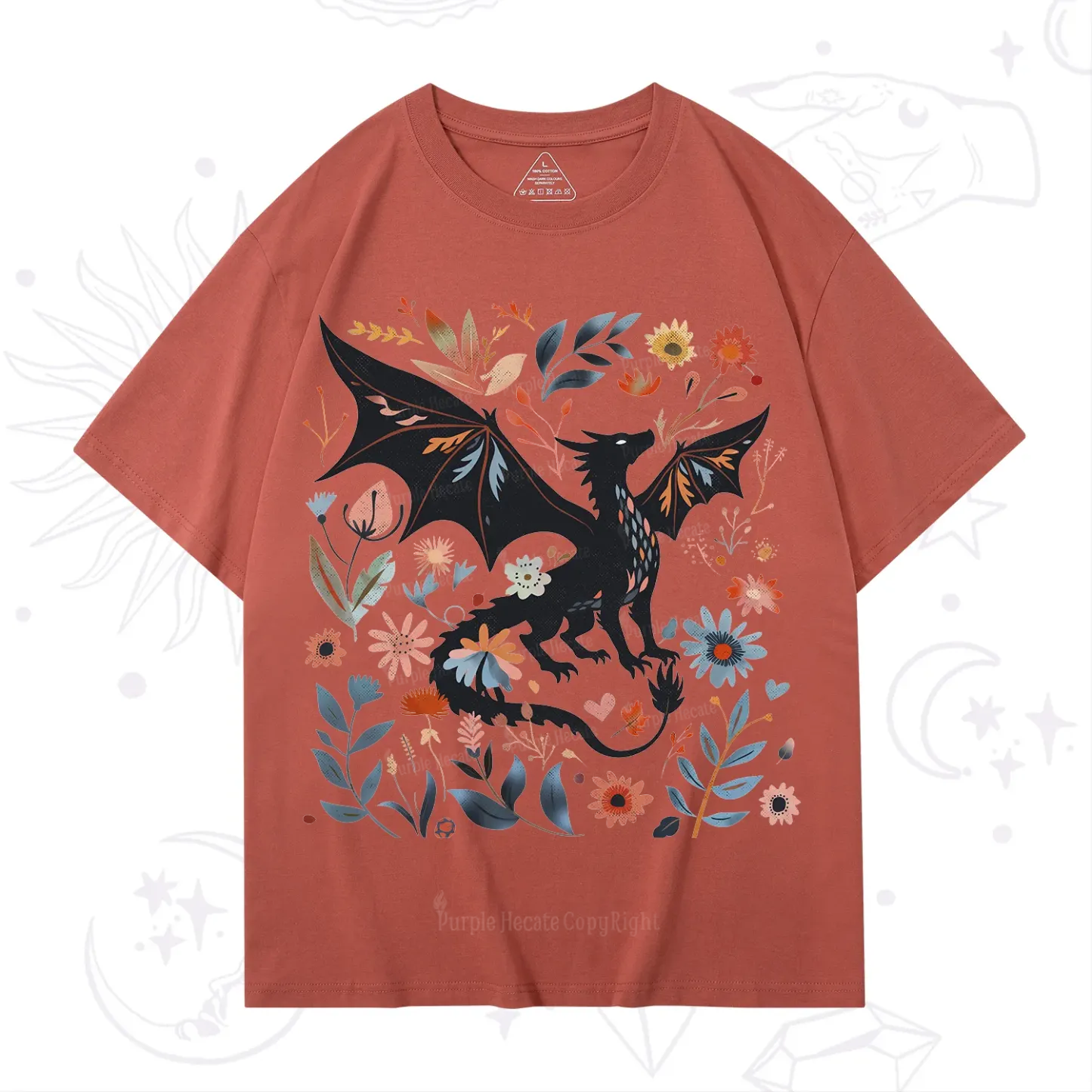 Purplehecate Vintage Fantasy Wyvern Bookish T-Shirt