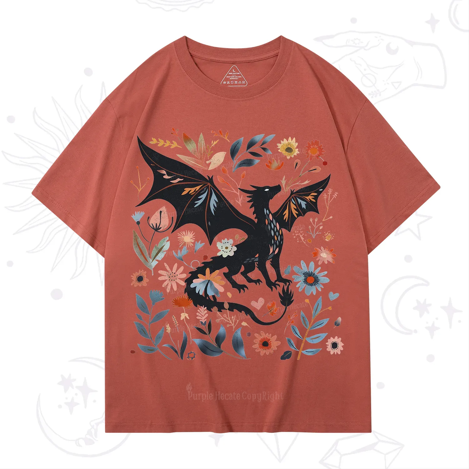 Purplehecate Vintage Fantasy Wyvern Bookish T-Shirt