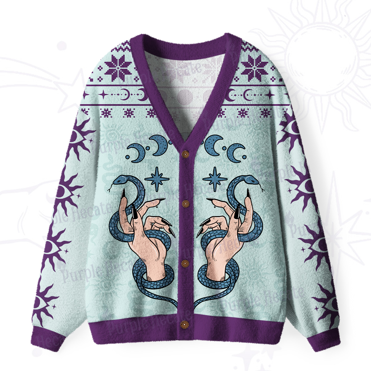 Purplehecate Stay Weird Stay Serpent Ugly Cardigan Sweaters
