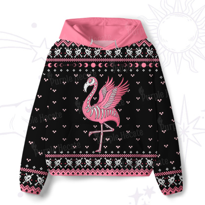 Purplehecate Witchy Pink Flamingo Skull All-Over Print Hoodie