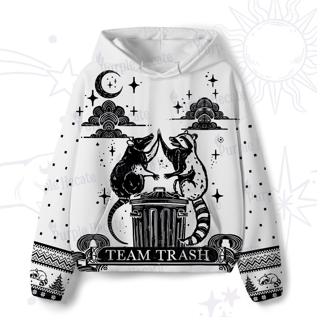 Purplehecate The Team Trash Raccoon Tarot All-Over Print Hoodie