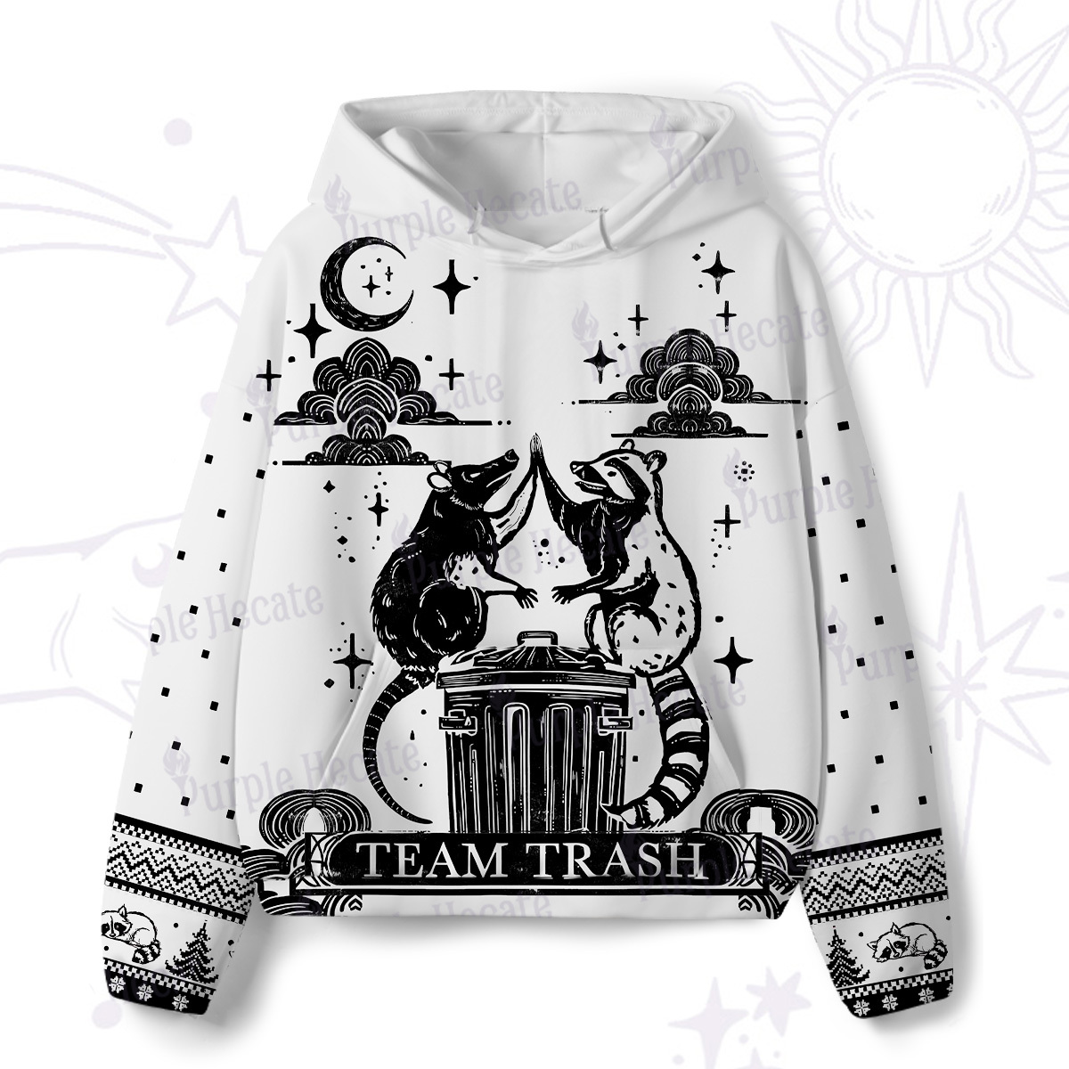 Purplehecate The Team Trash Raccoon Tarot All-Over Print Hoodie