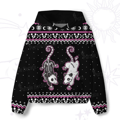 Purplehecate Moonlit Skeleton Rats All-Over Print Hoodie
