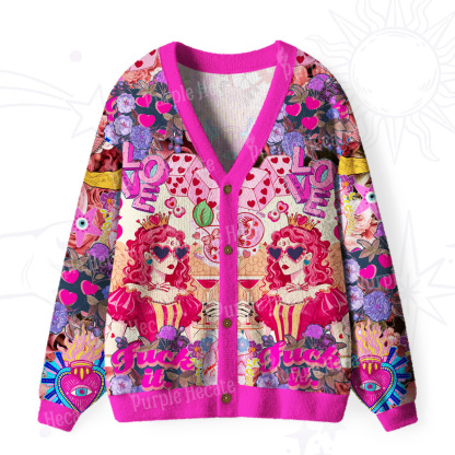 Purplehecate Queen of Hearts Angel Graphic Ugly Cardigan Sweaters