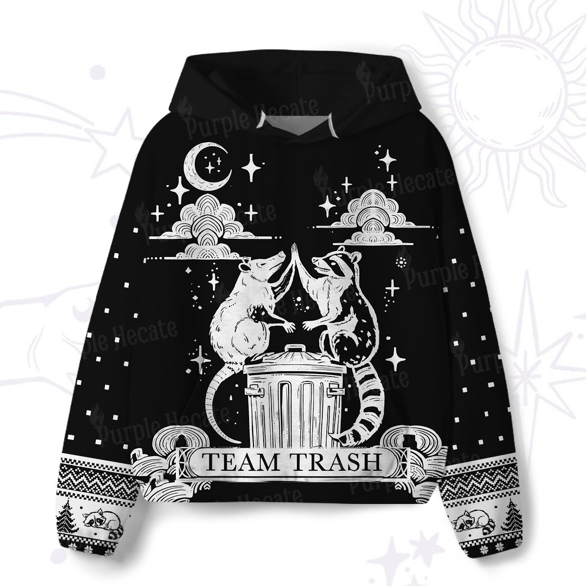 Purplehecate The Team Trash Raccoon Tarot All-Over Print Hoodie