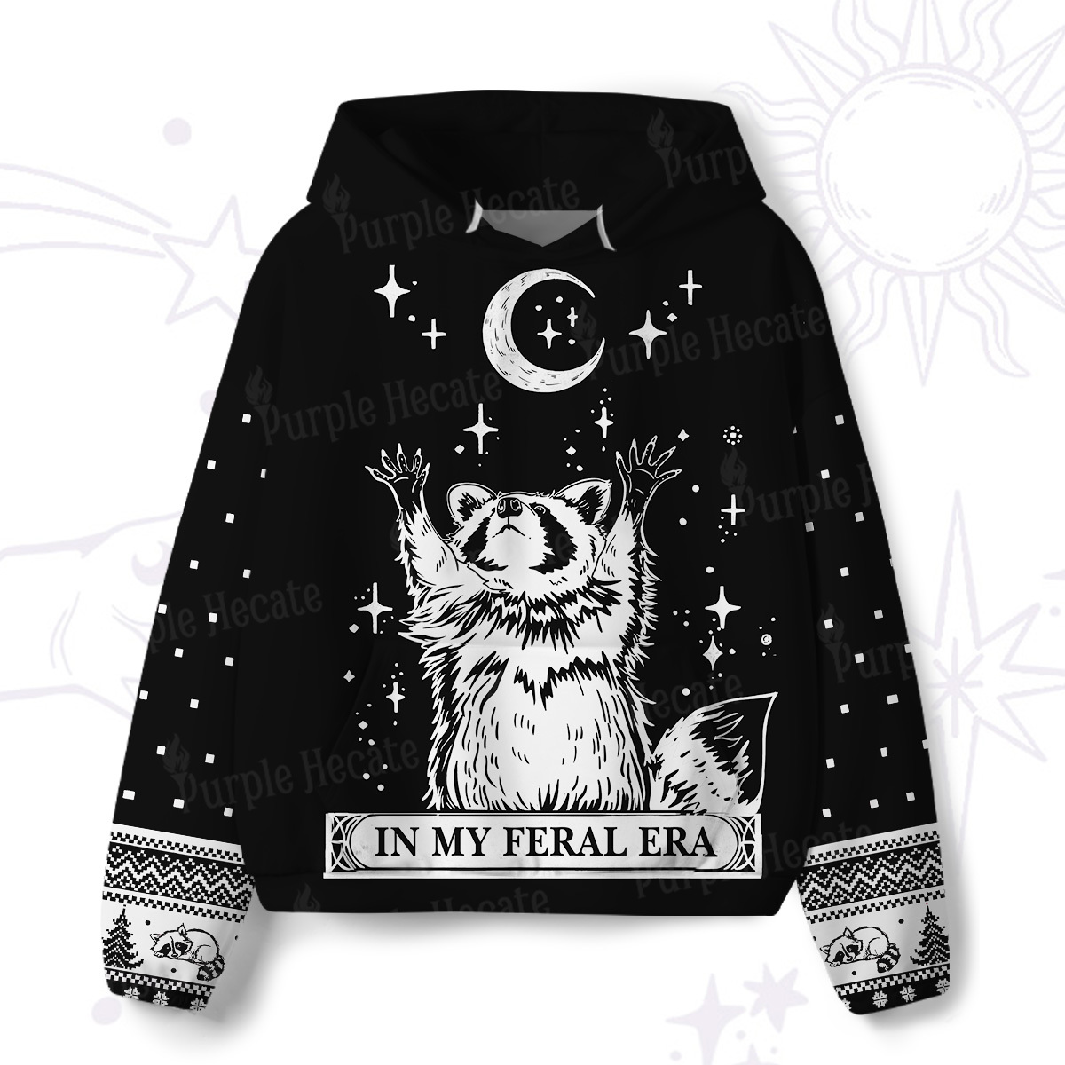 Purplehecate In My Feral Era Raccoon All-Over Print Hoodie