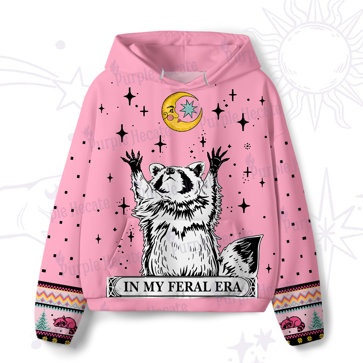Purplehecate In My Feral Era Raccoon All-Over Print Hoodie