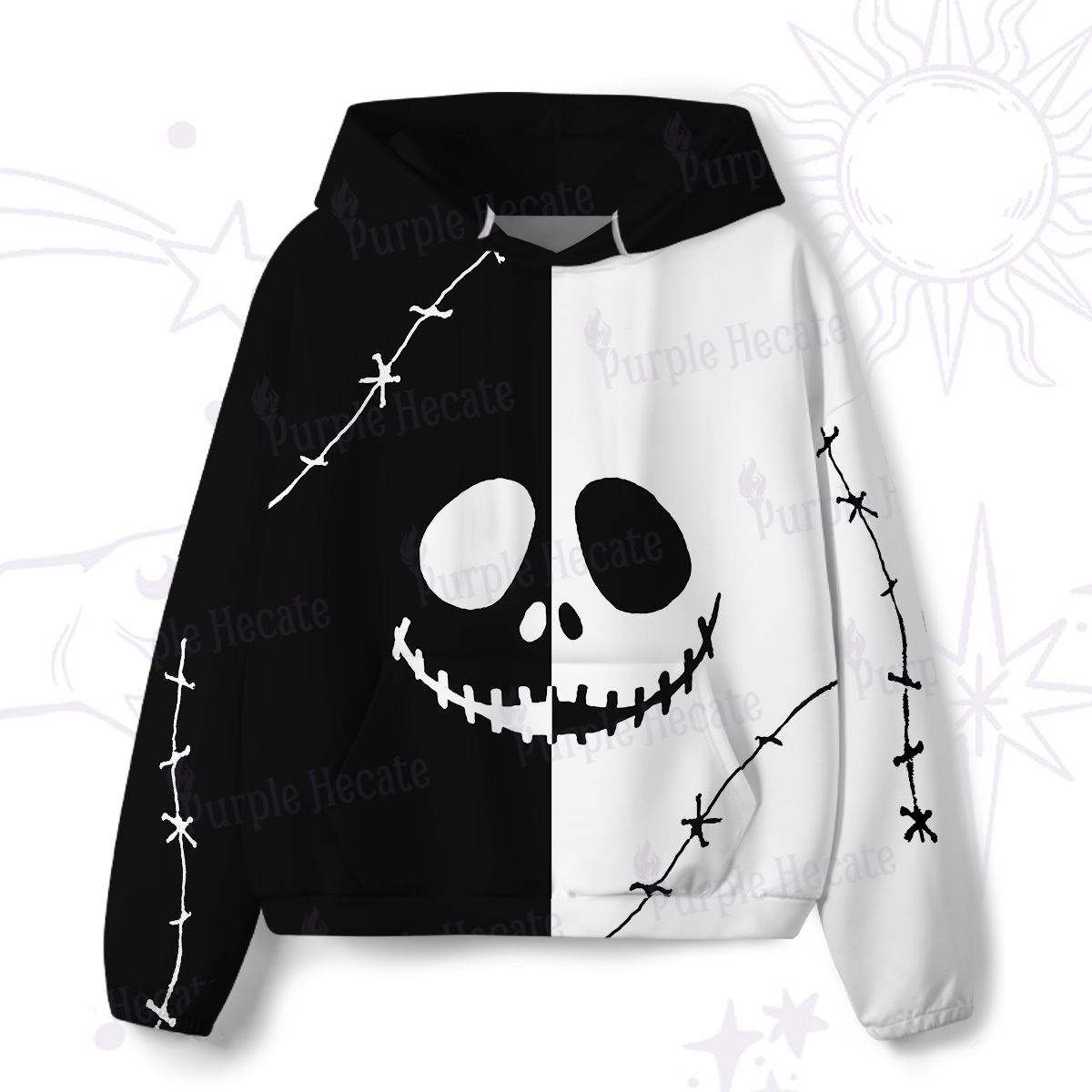Purplehecate Grim Skeleton King All-Over Print Hoodie