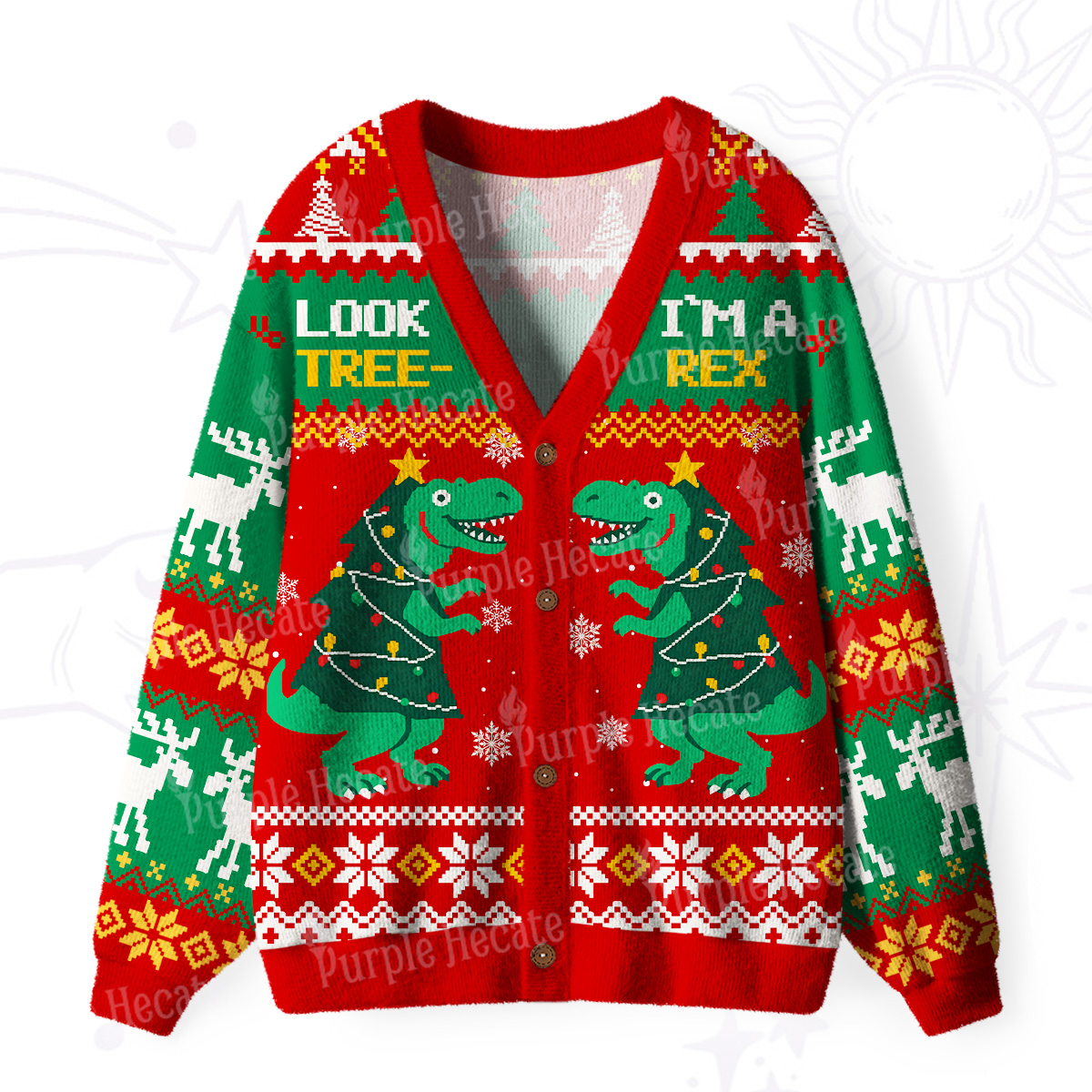 Purplehecate Look Tree I'm A T-Rex Ugly Cardigan Sweaters