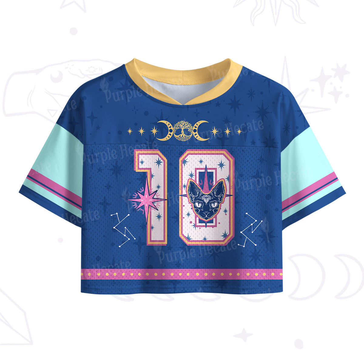 Purplehecate No.10 The Fortune Cat Crop Sports Jersey