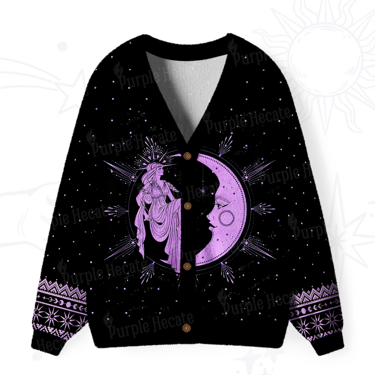 Purplehecate Moonlight Goddess  Ugly Cardigan Sweaters