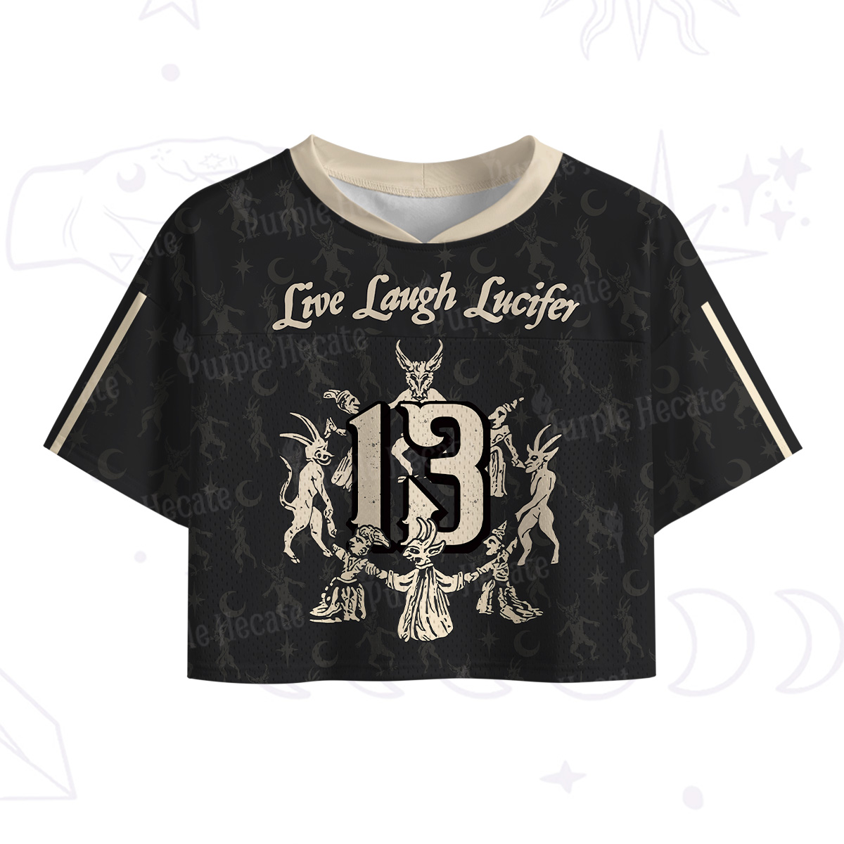 Purplehecate Live Laugh Lucifer With Wicked Delight Crop Sports Jersey