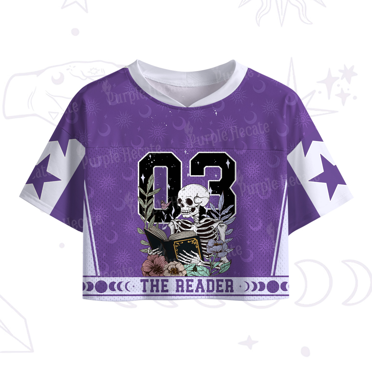 Purplehecate The Reader Skeleton Crop Sports Jersey