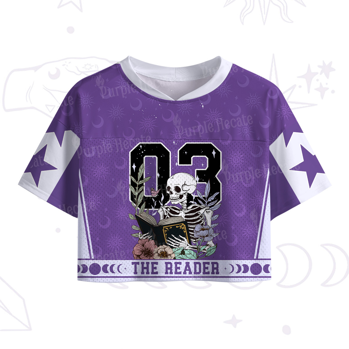 Purplehecate The Reader Skeleton Crop Sports Jersey