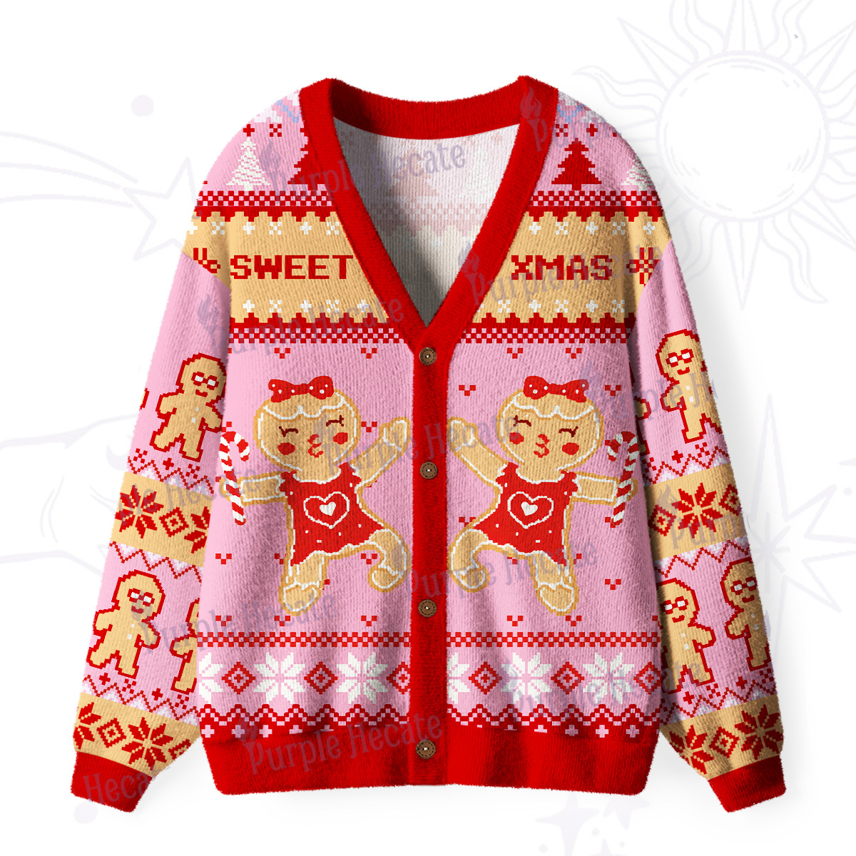 Purplehecate Sweet Xmas Ugly Cardigan Sweaters