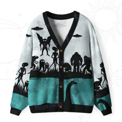 Purplehecate Alien Lake Monster Encounter Ugly Cardigan Sweaters