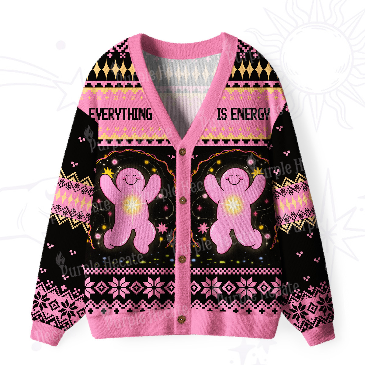 Purplehecate Everything Is Energy Ugly Cardigan Sweaters
