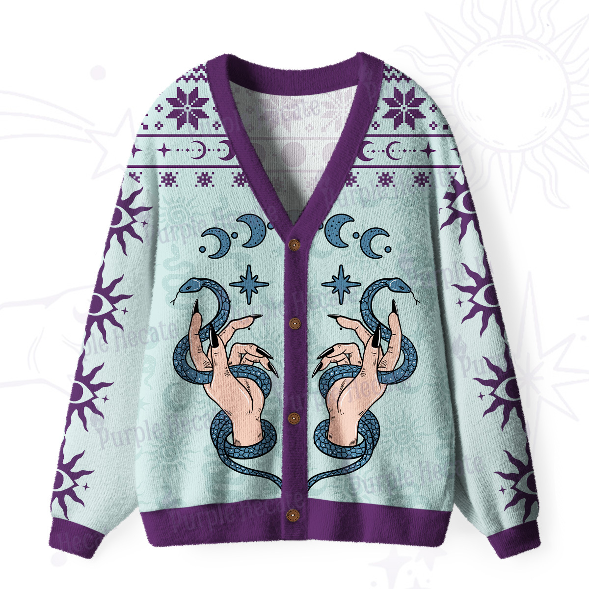 Purplehecate Stay Weird Stay Serpent Ugly Cardigan Sweaters