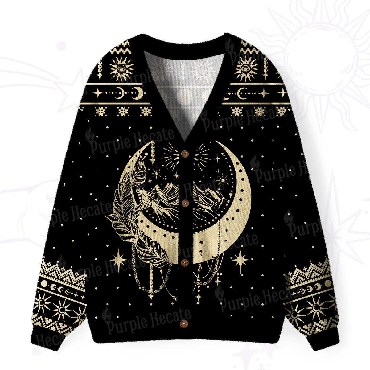 Purplehecate Moonlit Peaks of Starlight Ugly Cardigan Sweaters