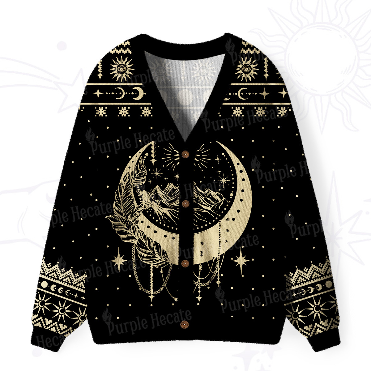 Purplehecate Moonlit Peaks of Starlight Ugly Cardigan Sweaters