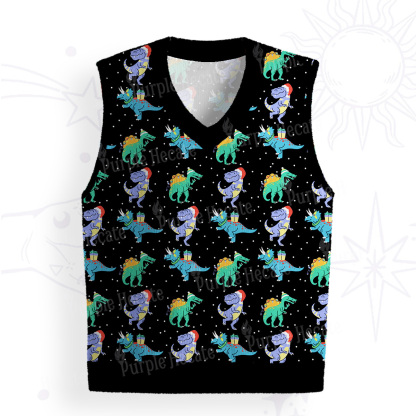 Purplehecate Funny Christmas Dinosaurs Ugly Sweater Vest