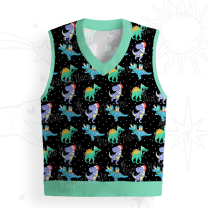 Purplehecate Funny Christmas Dinosaurs Ugly Sweater Vest