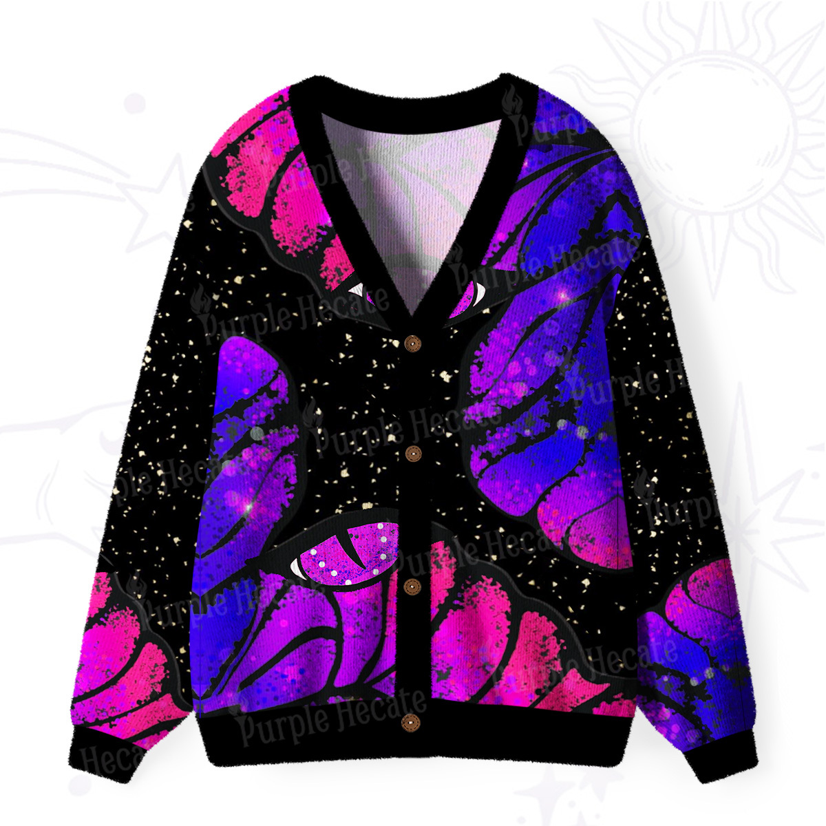 Purplehecate Starry-Eyed Butterfly Ugly Cardigan Sweaters
