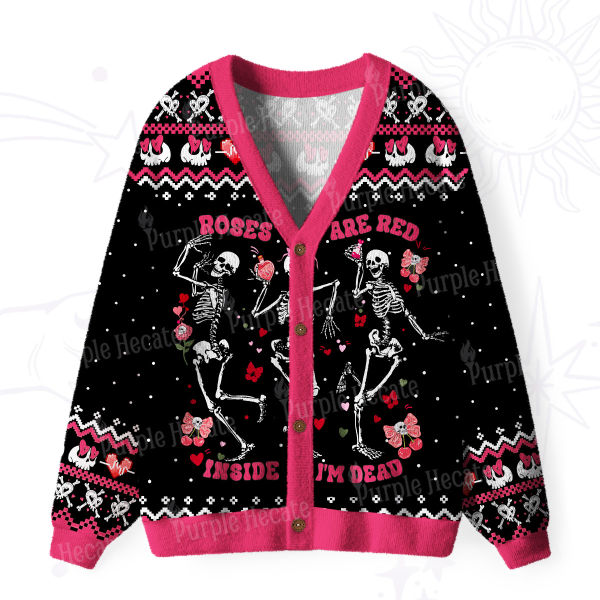 Purplehecate Purplehecate Roses Are Red Inside I'm Dead Ugly Cardigan Sweaters