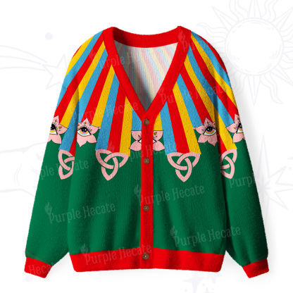Purplehecate Rainbow Aura Lotus Eye Ugly Cardigan Sweaters