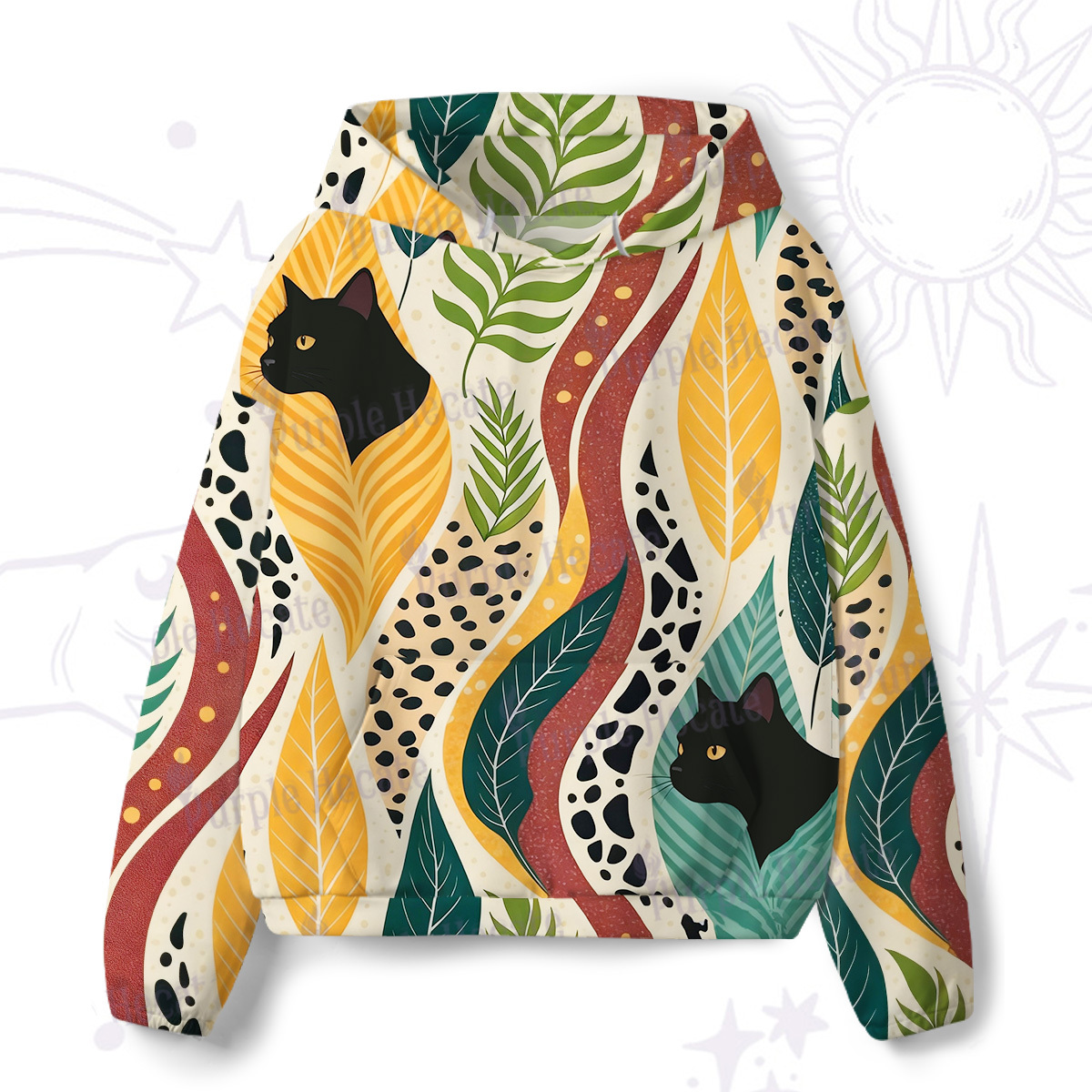 Purplehecate Mystic Forest Cat All-Over Print Hoodie