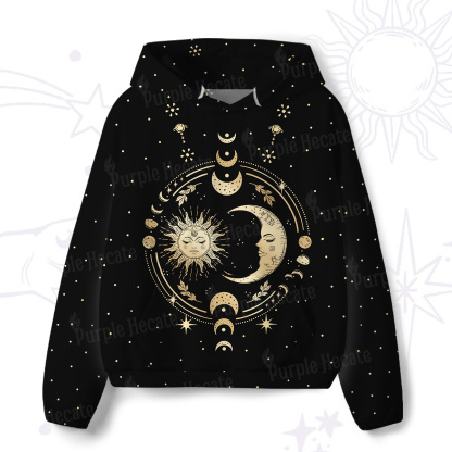 Purplehecate Celestial Sun and Moon All-Over Print Hoodie