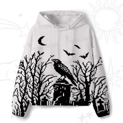 Purplehecate Ravens Over the Spooky Graveyard All-Over Print Hoodie