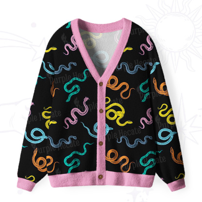 Purplehecate Colorful Trippy Snake Ugly Cardigan Sweaters