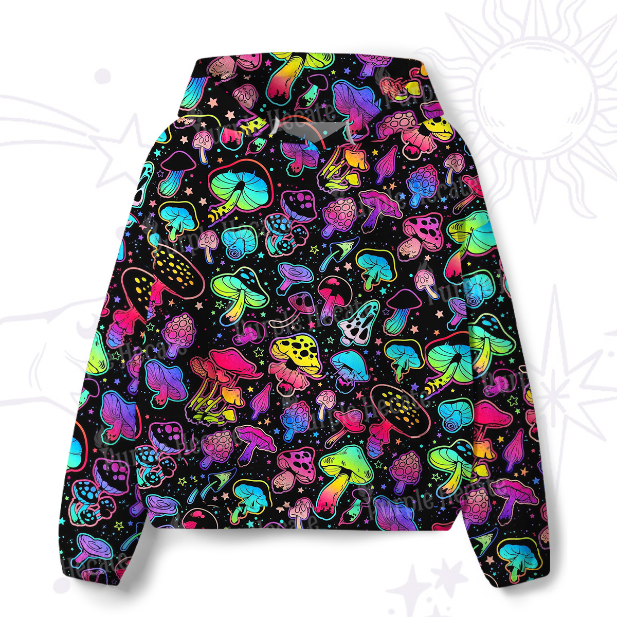 Purplehecate Psychedelic Mushroom Rave All-Over Print Hoodie