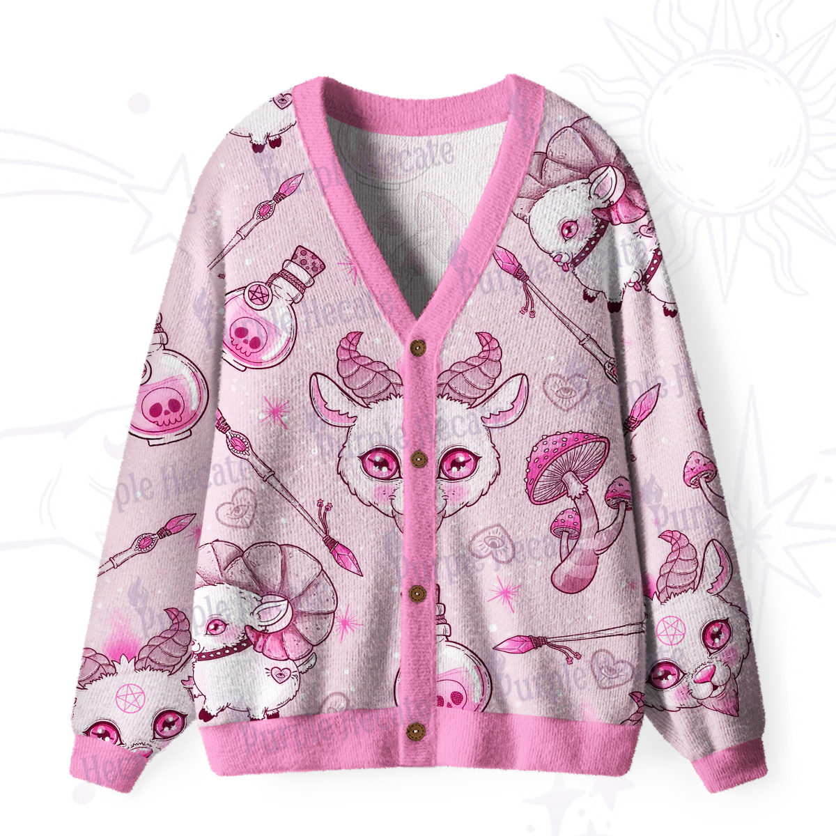 Purplehecate Pastel Occult Goat Ugly Cardigan Sweaters