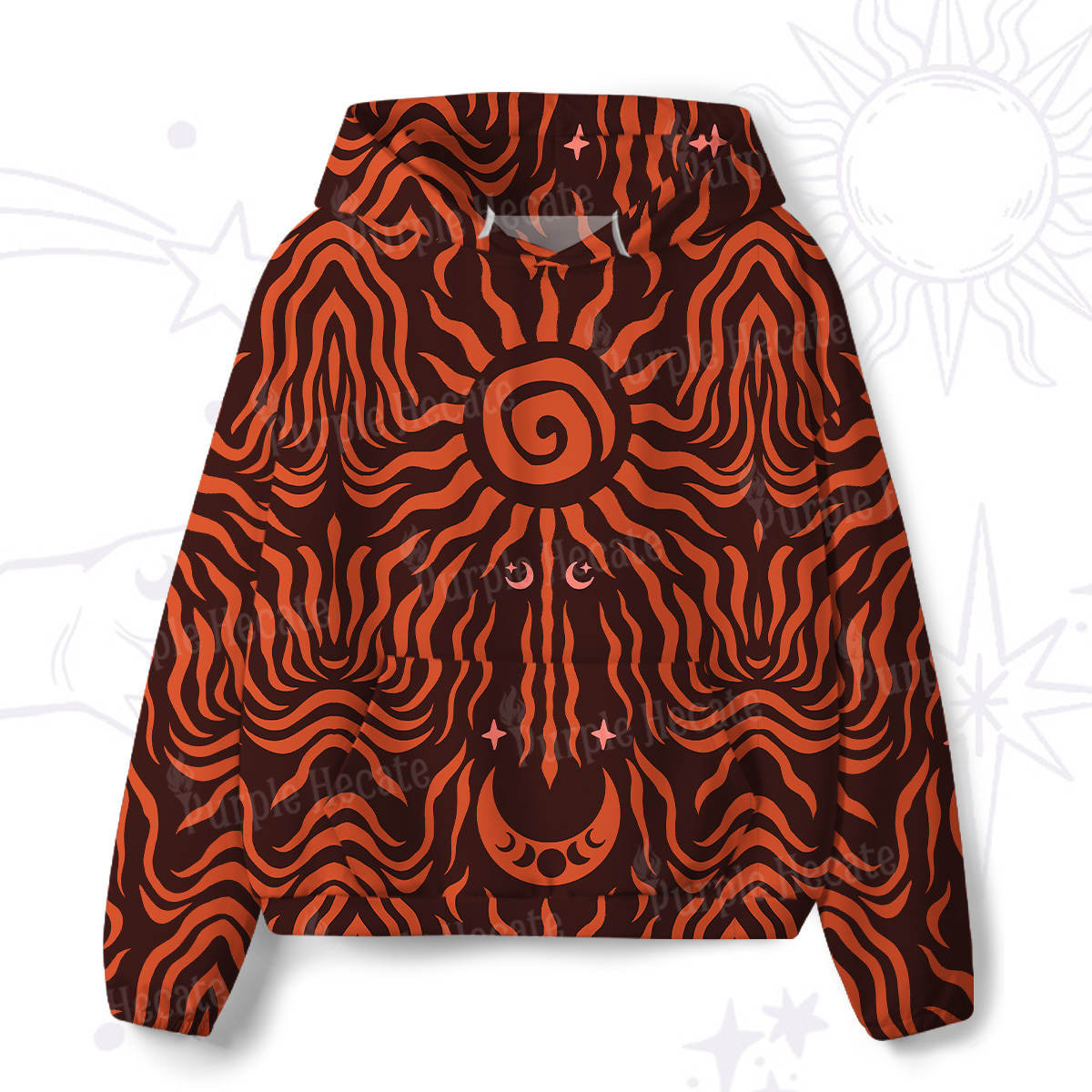 Purplehecate Solar Ritual All-Over Print Hoodie