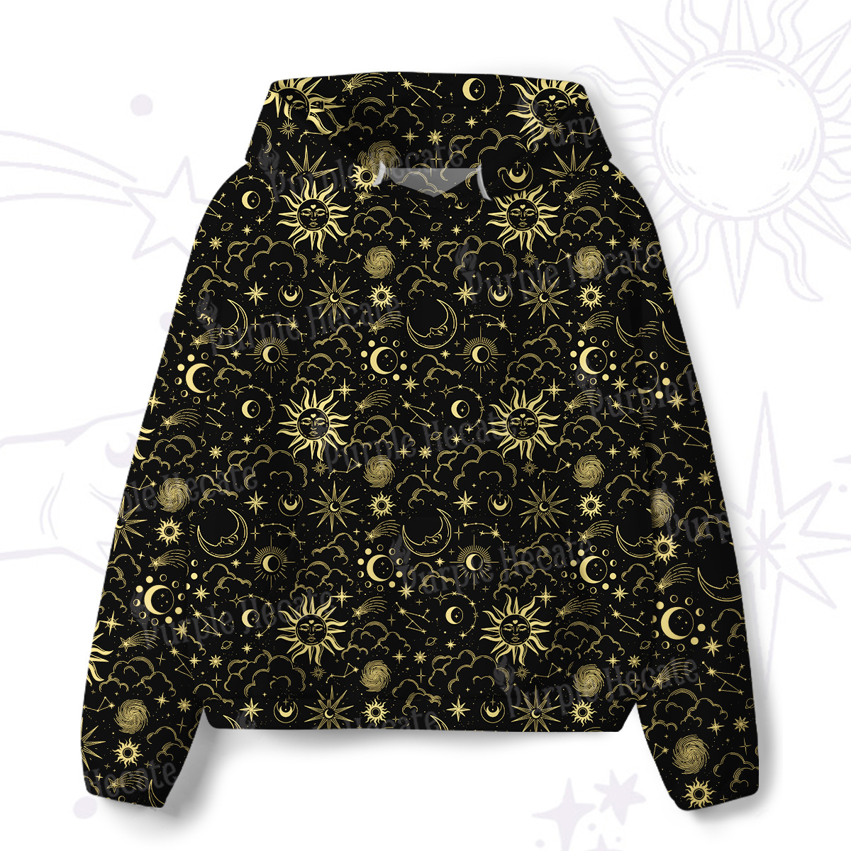 Purplehecate Mysterious Star & Moon All-Over Print Hoodie